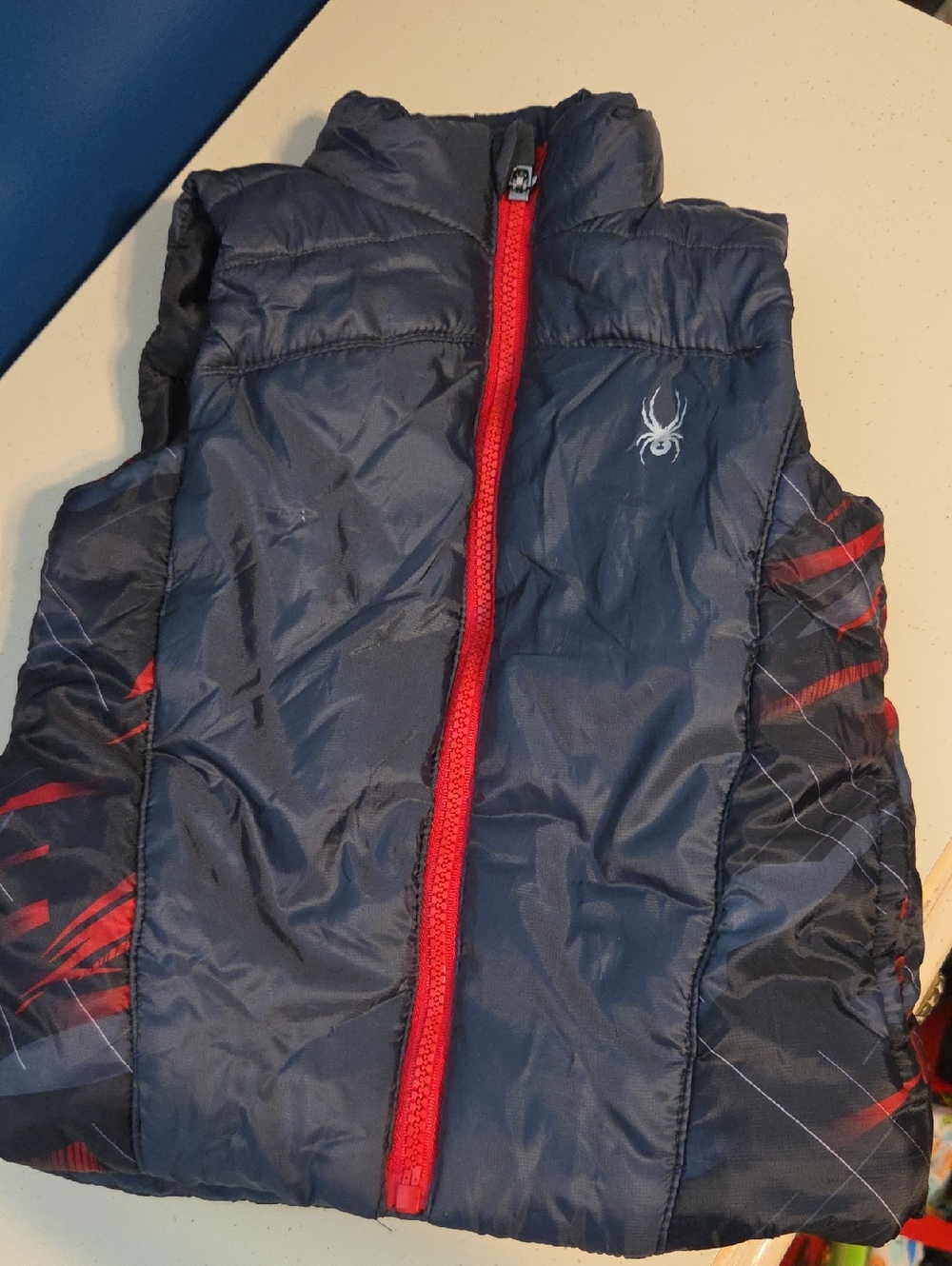 Navy Puffer Vest with Red Zip Spyder Brand